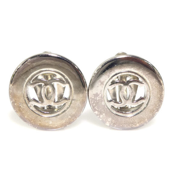 CHANEL Silver Coco Mark Earrings - Picture 1 of 5
